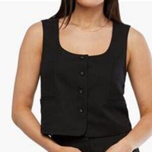 WeWoreWhat tailored black scoop neck sleeveless vest, size L, like new